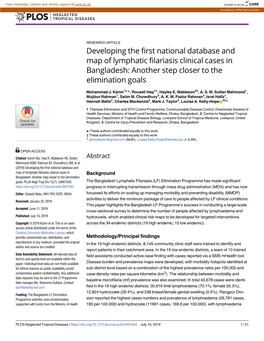 Developing the First National Database and Map of Lymphatic Filariasis Clinical Cases in Bangladesh: Another Step Closer to the Elimination Goals