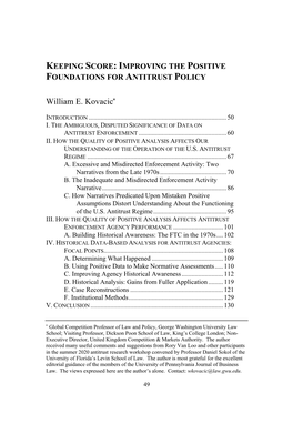 Keeping Score: Improving the Positive Foundations for Antitrust Policy