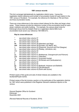 1901 Census - List of Registration Districts ______