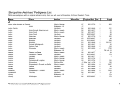 Shropshire Archives' Pedigrees List NB to See Pedigrees with an Original Reference Only, Then You Will Need a Shropshire Archives Reader's Ticket