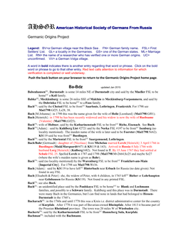 Ba-Bdz Updated Jan 2015 Babenhausengl, Darmstadt: Is Some 14 Miles NE of Darmstadt City and Said by the Mueller FSL to Be Homeuc a Keil Family