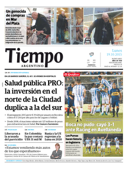 Salud Pública PRO: La Inversión En El Norte De La Ciudad Duplica a La Del Sur » El Presupuesto 2015 Prevé $ 39.428 Por Usuario En Recoleta