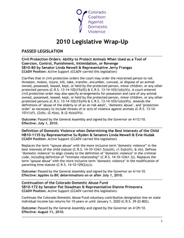 2010 Legislative Wrap-Up