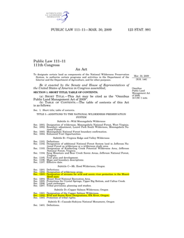 Public Law 111–11 111Th Congress An