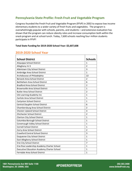 Pennsylvania State Profile: Fresh Fruit and Vegetable Program 2019