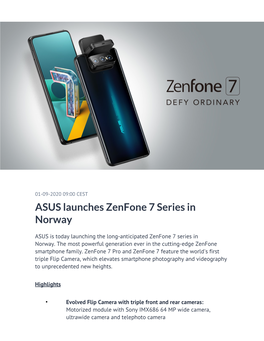 ASUS Launches Zenfone 7 Series in Norway