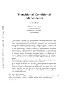 Transitional Conditional Independence 20 3.1