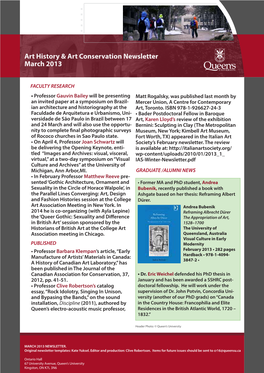 Art History & Art Conservation Newsletter March 2013