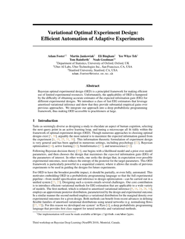 Variational Optimal Experiment Design: Efficient Automation Of