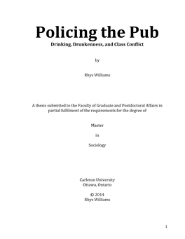 Policing the Pub Drinking, Drunkenness, and Class Conflict