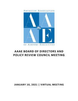 Aaae Board of Directors and Policy Review Council Meeting