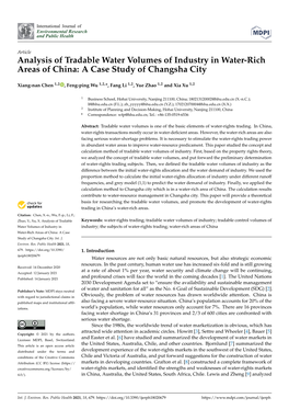 Analysis of Tradable Water Volumes of Industry in Water-Rich Areas of China: a Case Study of Changsha City