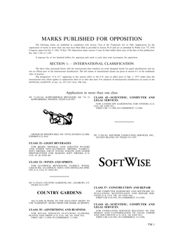 Marks Published for Opposition