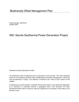 Biodiversity Offset Management Plan INO: Sarulla Geothermal Power