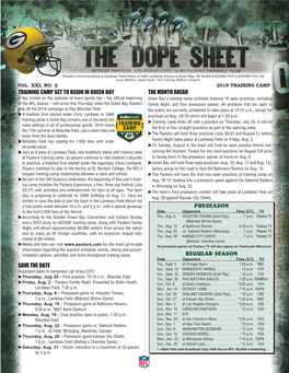 2019 Training Camp Dope Sheet