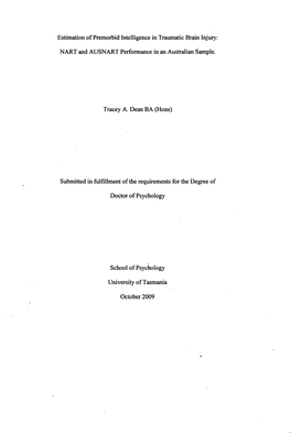 Estimation of Premorbid Intelligence in Traumatic Brain Injury