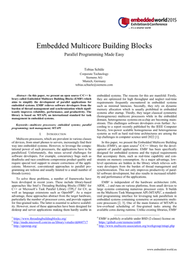 Embedded Multicore Building Blocks: Parallel Programming Made Easy