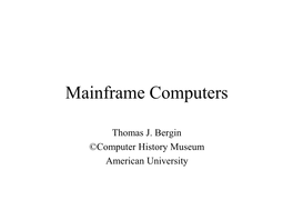 Mainframe Computers