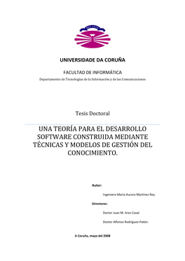 Una Teoría Para El Desarrollo Software Construida Mediante Técnicas Y Modelos De Gestión Del Conocimiento