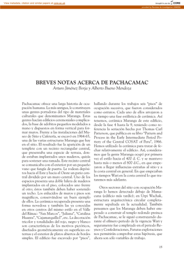 BREVES NOTAS ACERCA DE PACHACAMAC Arturo Jiménez Borja Y Alberto Bueno Mendoza