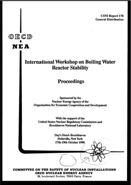 C D NE a International Workshop on Boiling Wate R Reactor Stability
