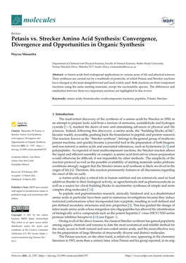 Petasis Vs. Strecker Amino Acid Synthesis: Convergence, Divergence and Opportunities in Organic Synthesis