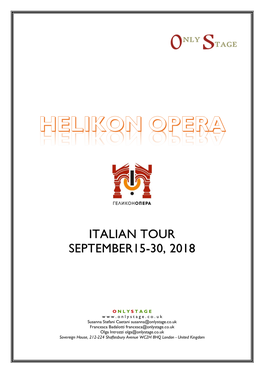 Italian Tour September15-30, 2018