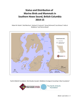 Status and Distribution of Marine Birds and Mammals in Southern Howe Sound, British Columbia 2014-15