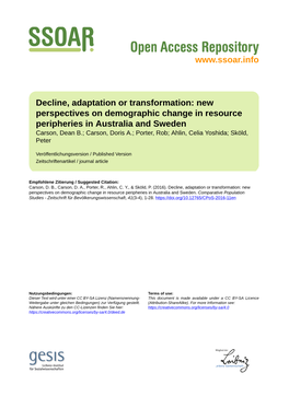 New Perspectives on Demographic Change in Resource Peripheries In