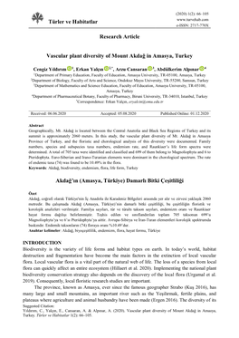 Türler Ve Habitatlar Research Article Vascular Plant Diversity