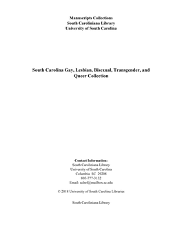 South Carolina Gay, Lesbian, Bisexual, Transgender, and Queer Collection