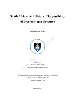 South African Art History: the Possibility of Decolonising a Discourse