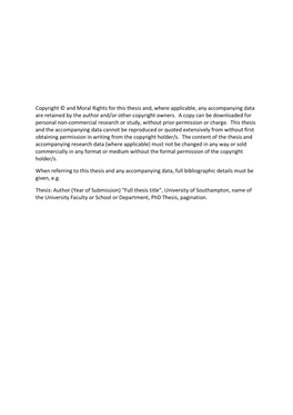 Copyright © and Moral Rights for This Thesis And, Where Applicable, Any Accompanying Data Are Retained by the Author And/Or Other Copyright Owners