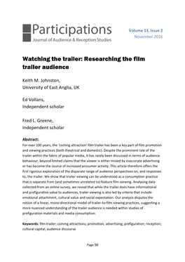 Watching the Trailer: Researching the Film Trailer Audience