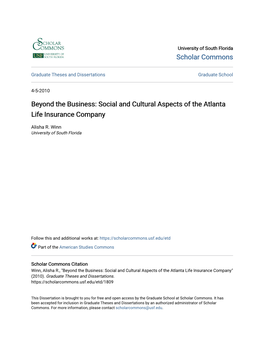 Social and Cultural Aspects of the Atlanta Life Insurance Company
