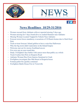 News Headlines 10/29-31/2016