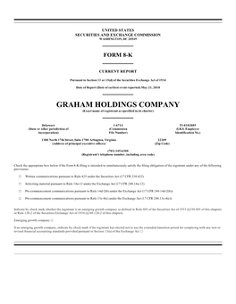 GRAHAM HOLDINGS COMPANY (Exact Name of Registrant As Specified in Its Charter)