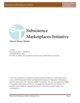 Subsistence Marketplaces Initiative June 2012