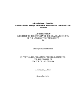 French Radicals, Foreign Expatriates, and Political Exiles in the Paris Commune