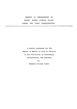 Aspects of Expansionism in United States Foreign Policy During The