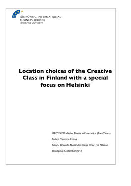 Location Choices of the Creative Class in Finland with a Special Focus on Helsinki