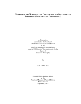 A Dissertation Submitted to the Faculty of the Richard Gilder Graduate School at the American Museum of Natural History in Parti