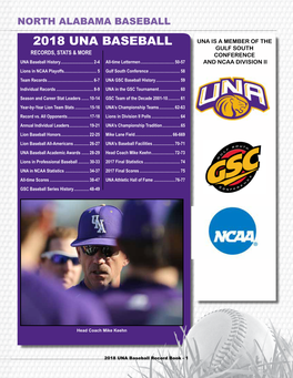 2018 UNA BASEBALL GULF SOUTH RECORDS, STATS & MORE CONFERENCE UNA Baseball History