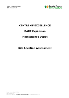 CENTRE of EXCELLENCE DART Expansion Maintenance Depot Site