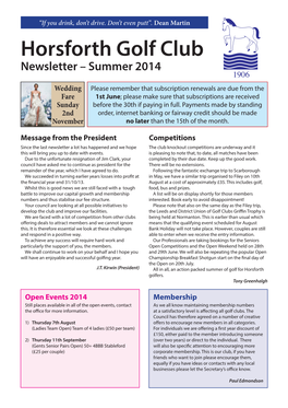 Horsforth Golf Club Newsletter – Summer 2014