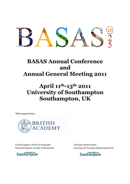 BASAS Annual Conference and Annual General Meeting 2011 April