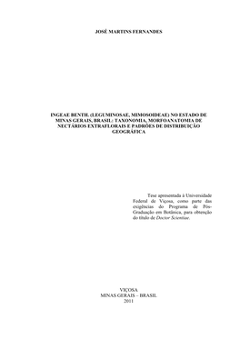 Leguminosae, Mimosoideae) No Estado De Minas Gerais, Brasil: Taxonomia, Morfoanatomia De Nectários Extraflorais E Padrões De Distribuição Geográfica