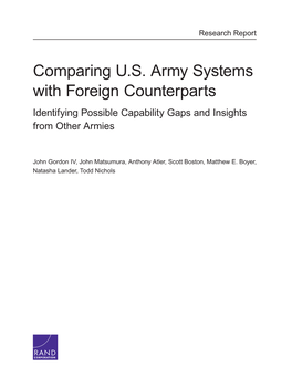 Comparing US Army Systems with Foreign Counterparts