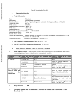 Plan De Passation Des Marchés