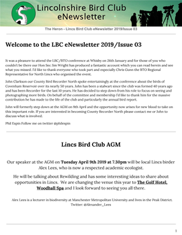 The LBC Enewsletter 2019/Issue 03 Lincs Bird Club